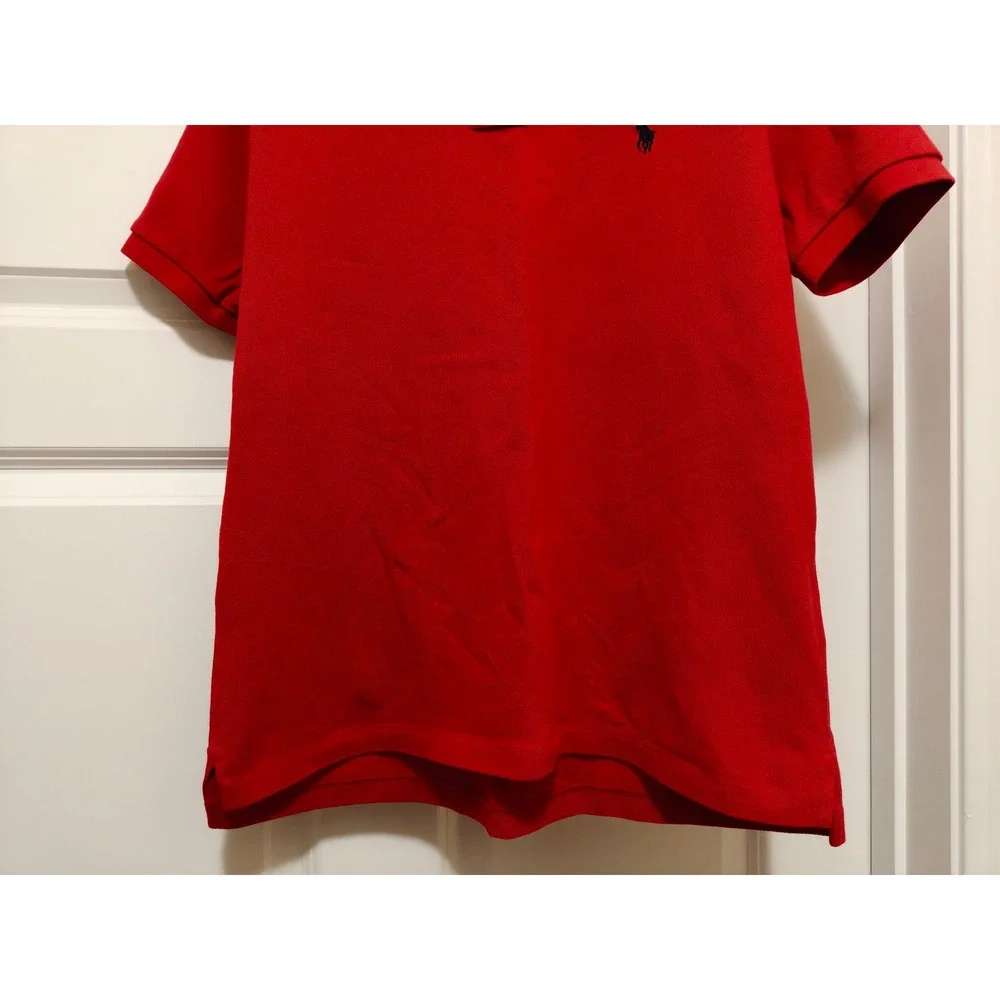 Polo Ralph Lauren Mens Custom Slim Fit Red Cotton Pique Polo Shirt Medium M